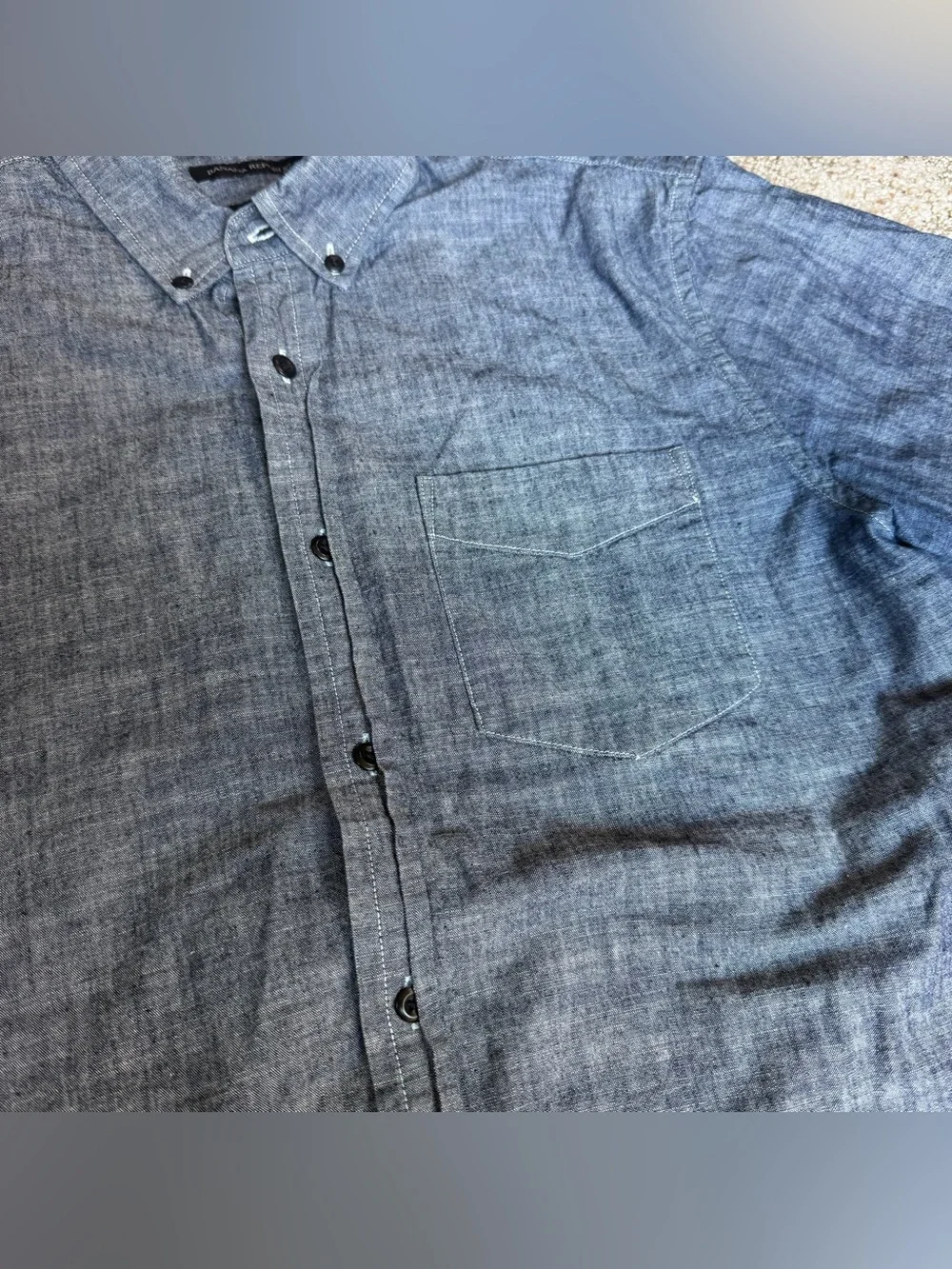 Banana Republic Shirt Men M Blue‎ Chambray Denim Grant Slim Fit Button Up Casual